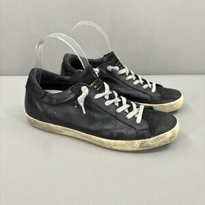 Golden Goose Superstar Shoes Womens Size 9 Black Leather Low Top Sneakers